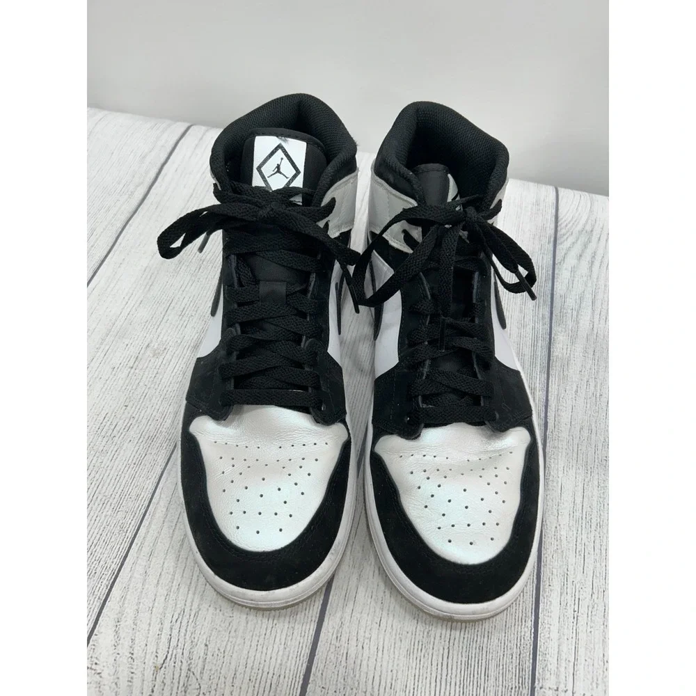 Nike Air Jordan 1 Mid SE Diamond Shorts Sneakers Mens 9.5 Black White Streetwear